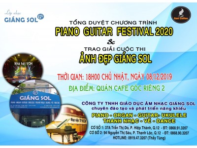 Thư mời tổng duyệt chương trình  “PIANO GUITAR FESTIVAL 2020” Trao giải cuộc thi ẢNH ĐẸP GIÁNG SOL